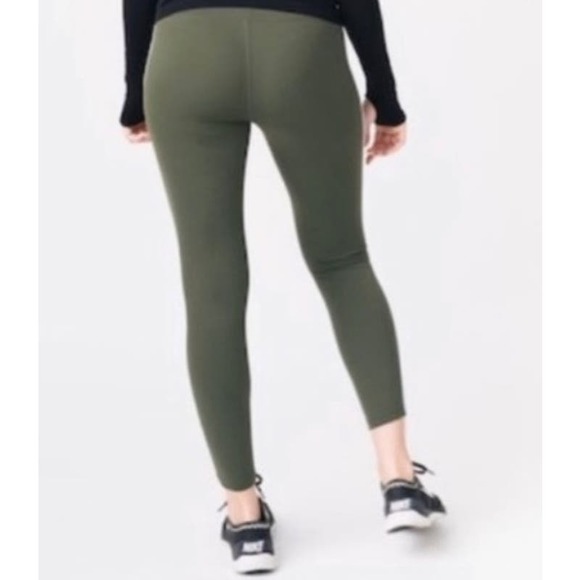 Zyia Active Side Striped High Rise Leggings Size 2 Green Cream - Picture 3 of 10